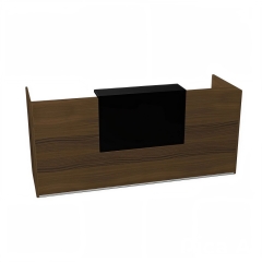 Réception en bois foncé et noir