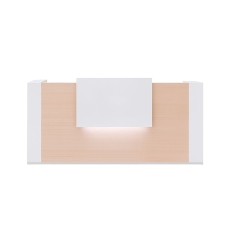 Banque d'accueil en blanc et bois