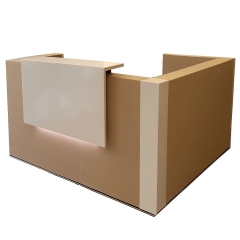 Réception en bois clair et blanc
