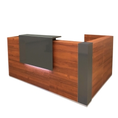 Bureau d'accueil moderne en bois et gris