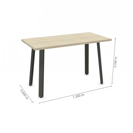 Dimensions petit bureau en bois clair et piétement noir