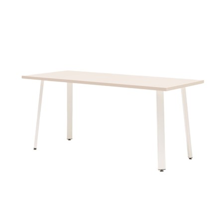 Bureau fixe avec piétement et plateau blancs