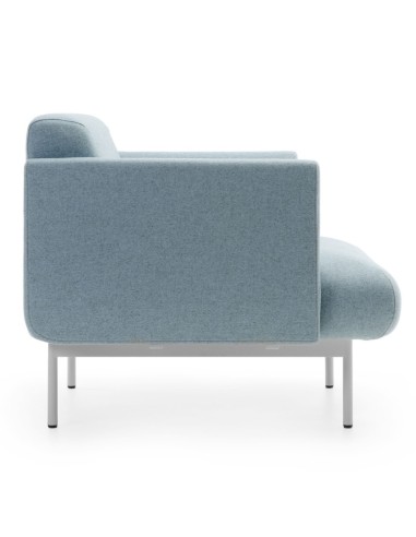 Vue latérale du fauteuil Fora bleu clair minimaliste - Fora