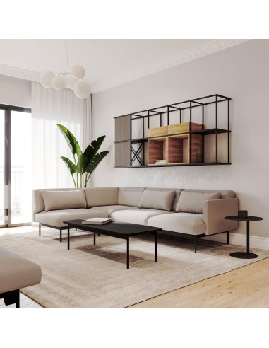 Salle conviviale avec canapé Fora en tissu beige - Fora