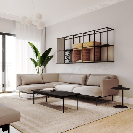 Salle conviviale avec canapé Fora en tissu beige - Fora