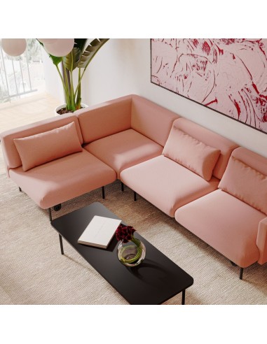 Espace salon moderne avec configuration d’angle Fora rose - Fora