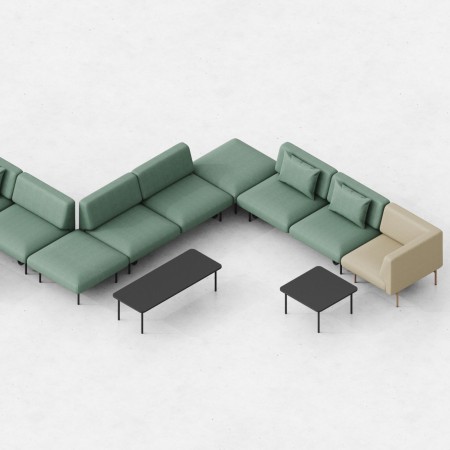 Autre disposition en L des modules Fora verts - Fora