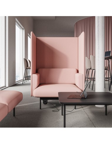 Espace bureau avec fauteuil haut dossier Fora rose - Fora