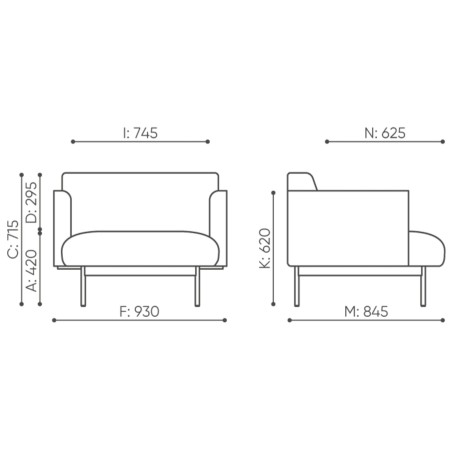 Dimensions du fauteuil acoustique Fora - Fora