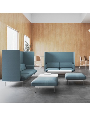 Salon moderne avec deux fauteuils acoustiques Fora bleus - Fora