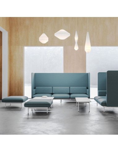 Salon moderne avec module acoustique triple Fora bleu clair - Fora