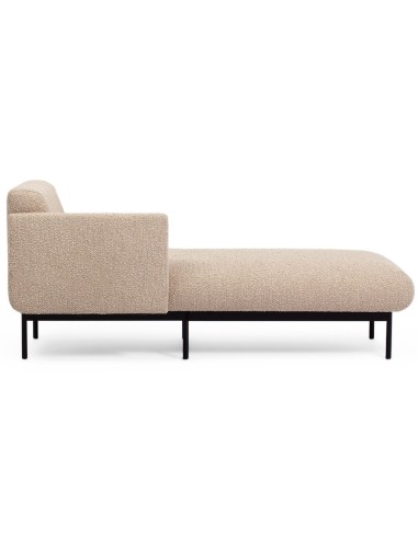 Chaise longue acoustique modulaire en tissu beige clair - Fora