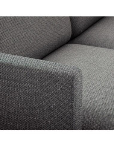 Zoom sur l’accoudoir et le tissu gris de la banquette Fora - Fora