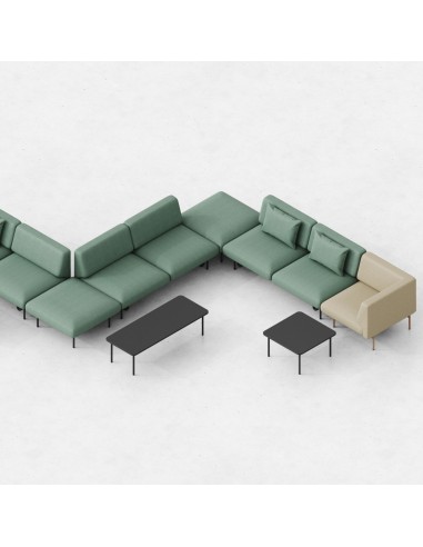 Disposition en L des banquettes acoustiques vertes - Fora