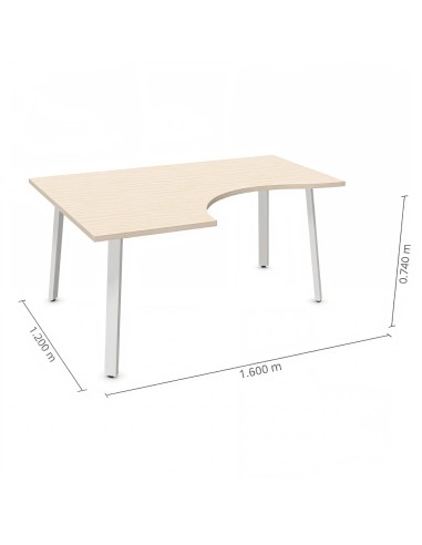 Dimensions bureau en bois clair et piétement clair