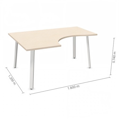 Dimensions bureau en bois clair et piétement clair