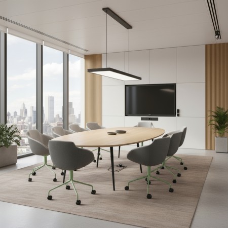 Chaise de réunion grise à roulettes design rond TULA