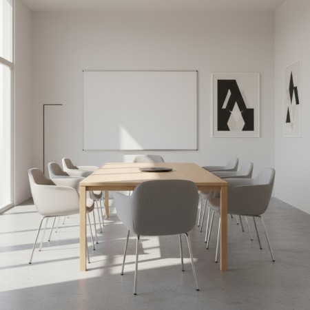 Chaise de réunion Danae en tissu avec accoudoirs dans salle de conférence dans entreprise