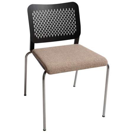 Chaise visiteur WAIT en plastique gris et assise rembourrée avec piètement 4 pieds