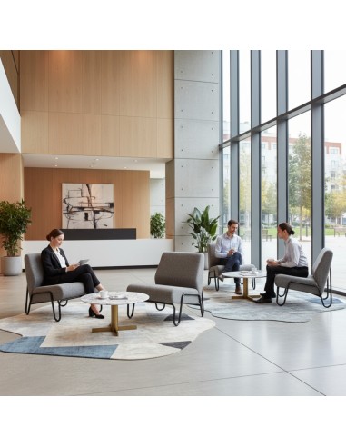 Fauteuil lounge Clip en tissu gris pour hall d’accueil et espace professionnel