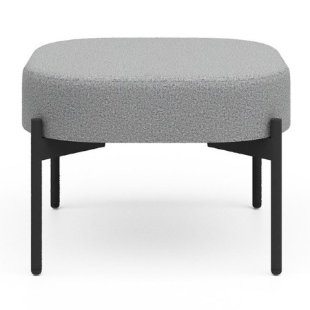 Pouf rembourré gris clair, base en métal noir - Leaf Pod