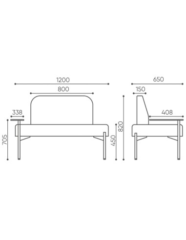 Dimensions assise large et épaisse gris clair contemporain - Leaf Pod