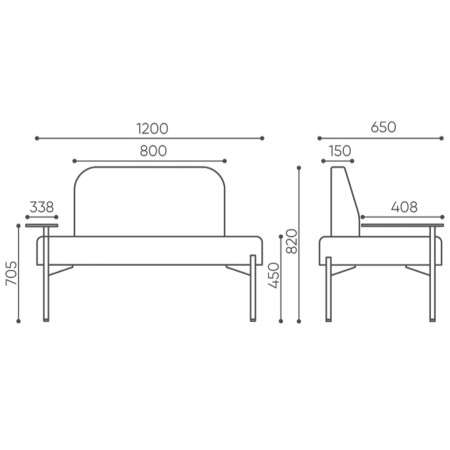 Dimensions assise large et épaisse gris clair contemporain - Leaf Pod