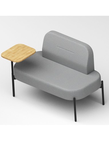 Fauteuil rembourré gris clair structure métallique - Leaf Pod