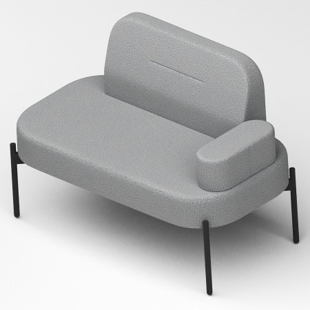 Vue en diagonale fauteuil tissu gris clair - Leaf Pod