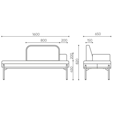 Dimensions fauteuil compact rembourré gris clair - Leaf Pod