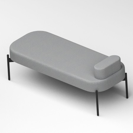 Vue en diagonale du fauteuil arrondi gris clair - Leaf Pod