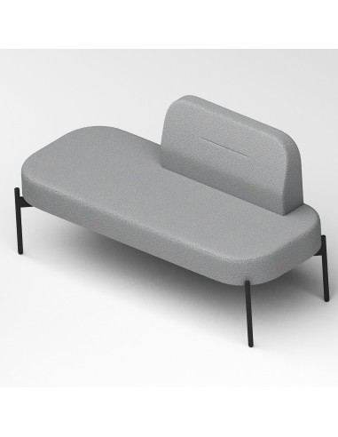 Assise rembourrée gris clair avec piètement noir - Leaf Pod