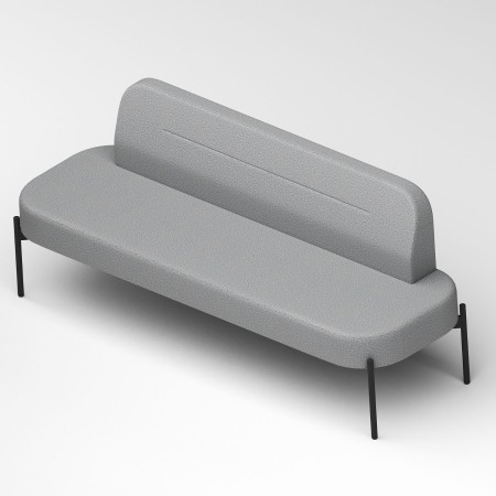 Vue en biais fauteuil tissu gris clair moderne - Leaf Pod