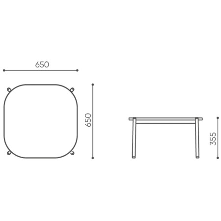 Dimensions table basse carrée 65 cm - Leaf Pod