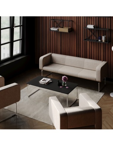 Canapé trois places design moderne en tissu clair - Legvan