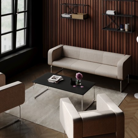 Canapé trois places design moderne en tissu clair - Legvan