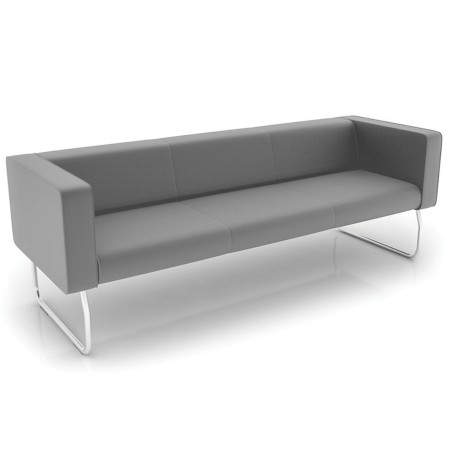 Vue perspective canapé trois places gris avec piètement métal - Legvan