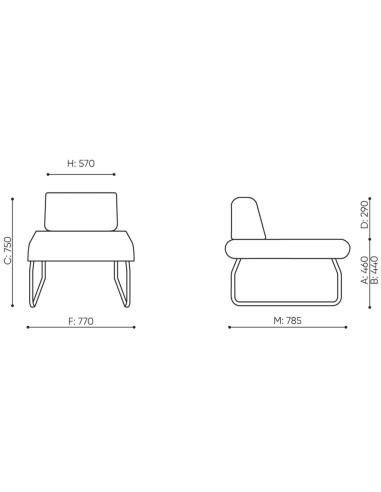 Dimensions fauteuil Legvan avec structure métal