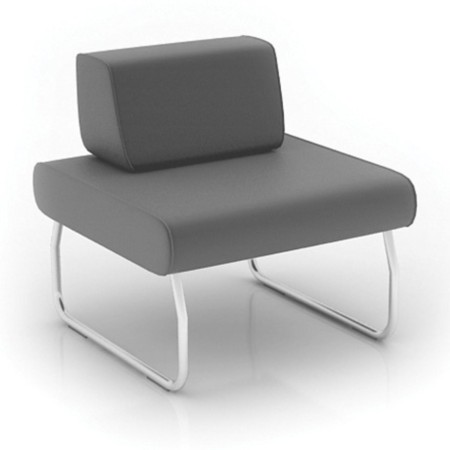 Fauteuil Legvan gris avec piètement métallique