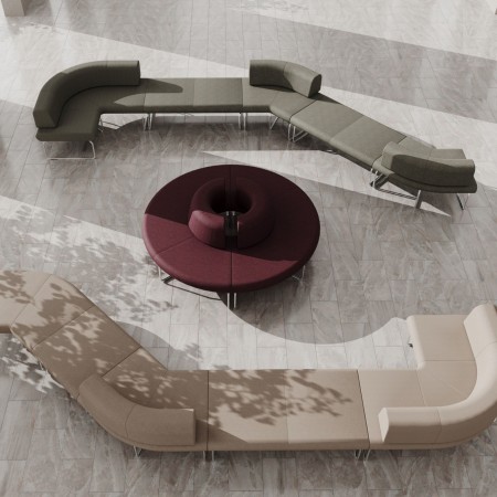 Banquettes Legvan disposées en cercle autour d’une table - Legvan