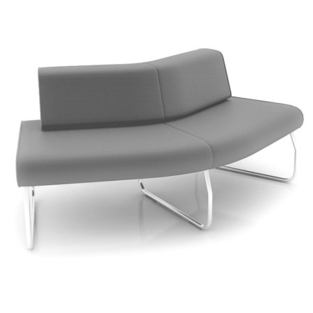 Banquette Legvan grise avec dossier incliné et piètement blanc - Legvan