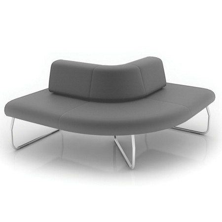 Banquette Legvan grise incurvée avec piètement blanc - Legvan