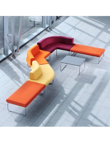 Agencement modulaire Legvan en orange et rouge en angle - Legvan