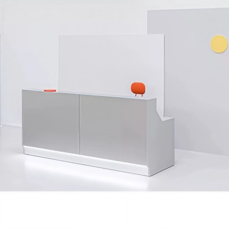 Meuble de réception gris avec led intégré dans espace moderne