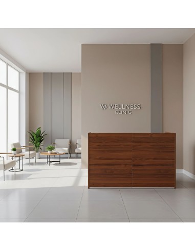 Meuble de réception dans espace bien-être dans pièce lumineuse