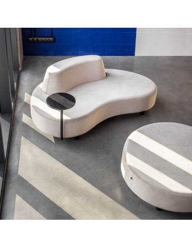 Fauteuil lounge Nubi gris clair avec table basse ronde - Nubi