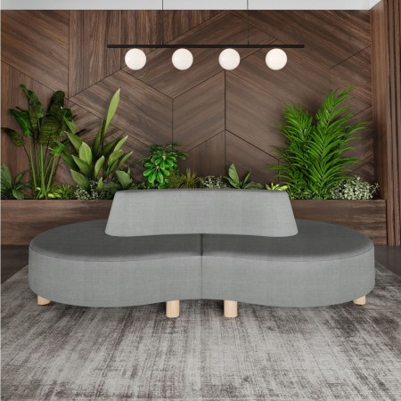 Banquette Nubi grise en tissu dans un salon contemporain - Nubi