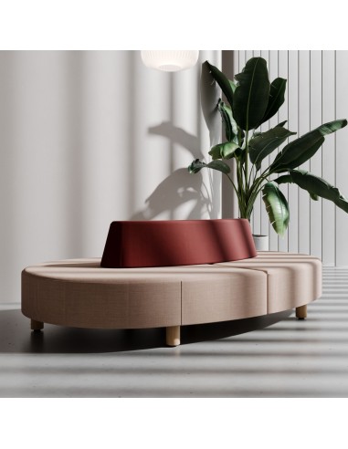 Canapé Nubi en velours taupe avec coussins - Nubi