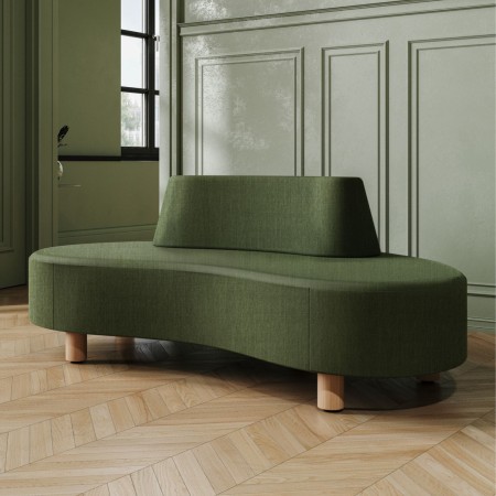 Canapé Nubi beige clair aux formes arrondies et piétement bois - Nubi 2