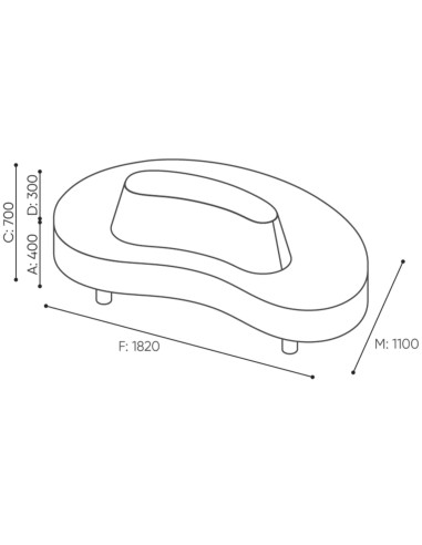 Dimensions du canapé Nubi arrondi - Nubi